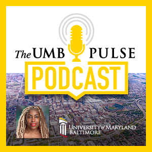 UMB Pulse Podcast logo with Shantay McKinily's photo