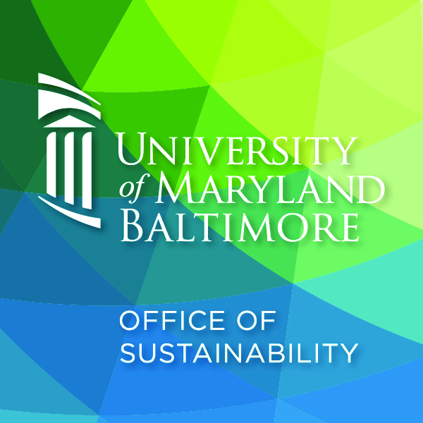 UMB Office of Sustainability logo with a blue and green gradient in the background.