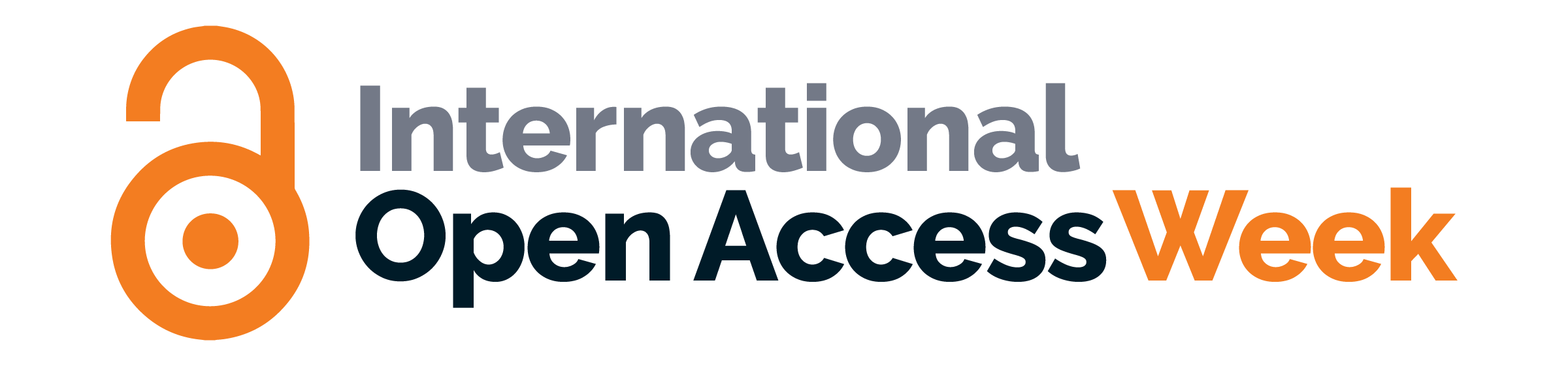 international open access week logo with orange stylized combination lock symbol