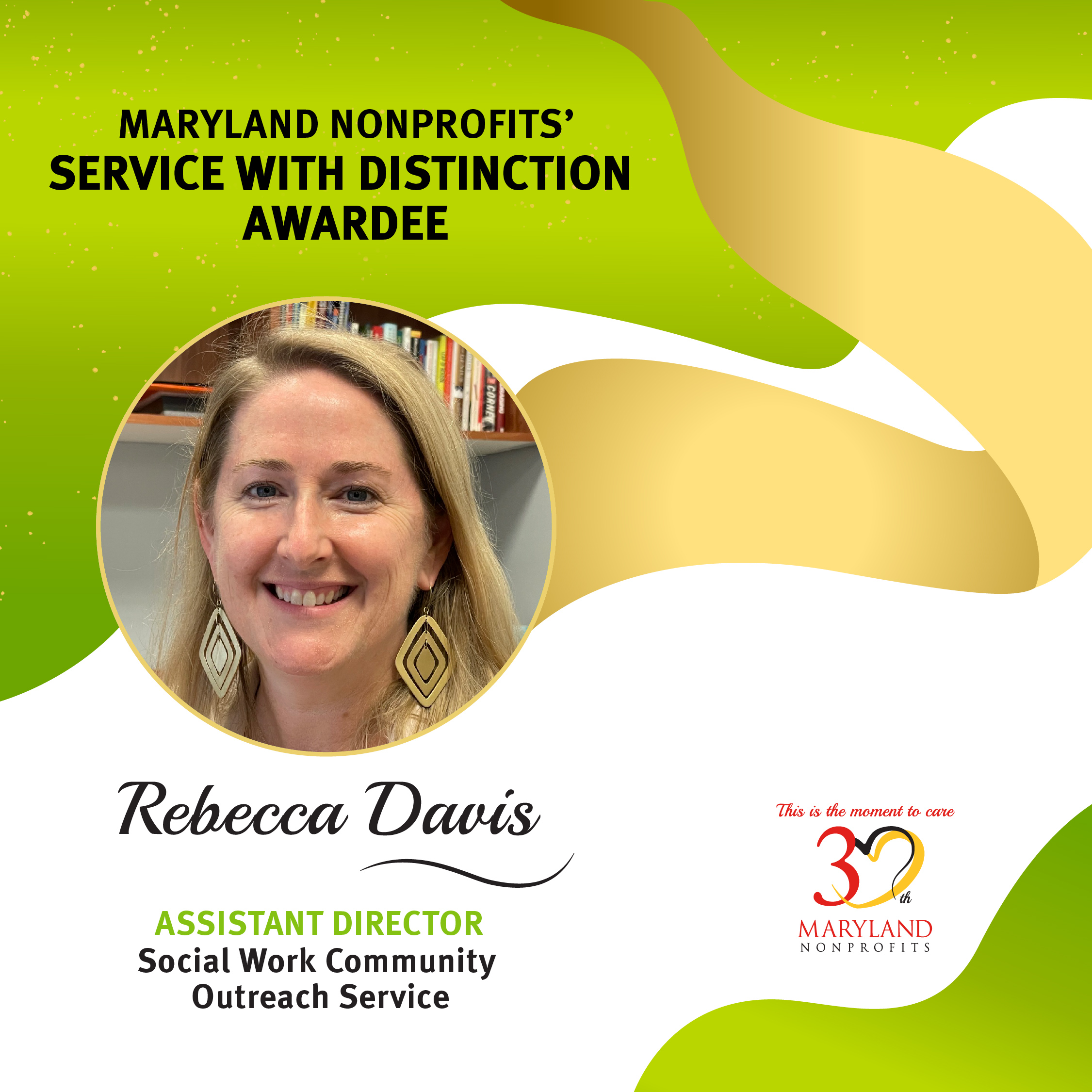 Becky Davis Awarded Service with Distinction Award from Maryland Nonprofits!