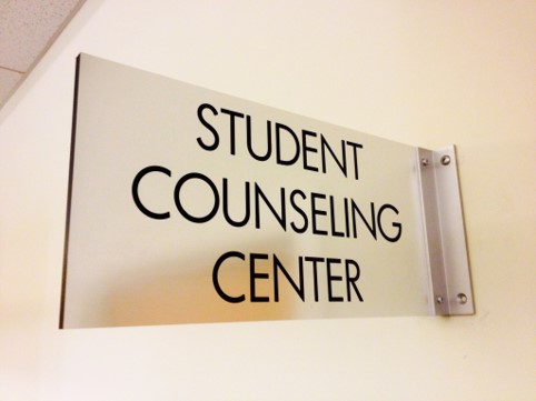 student counseling center door sign