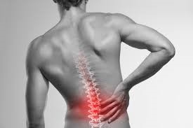 graphic of person holding back with spine showing and red pain radiating out