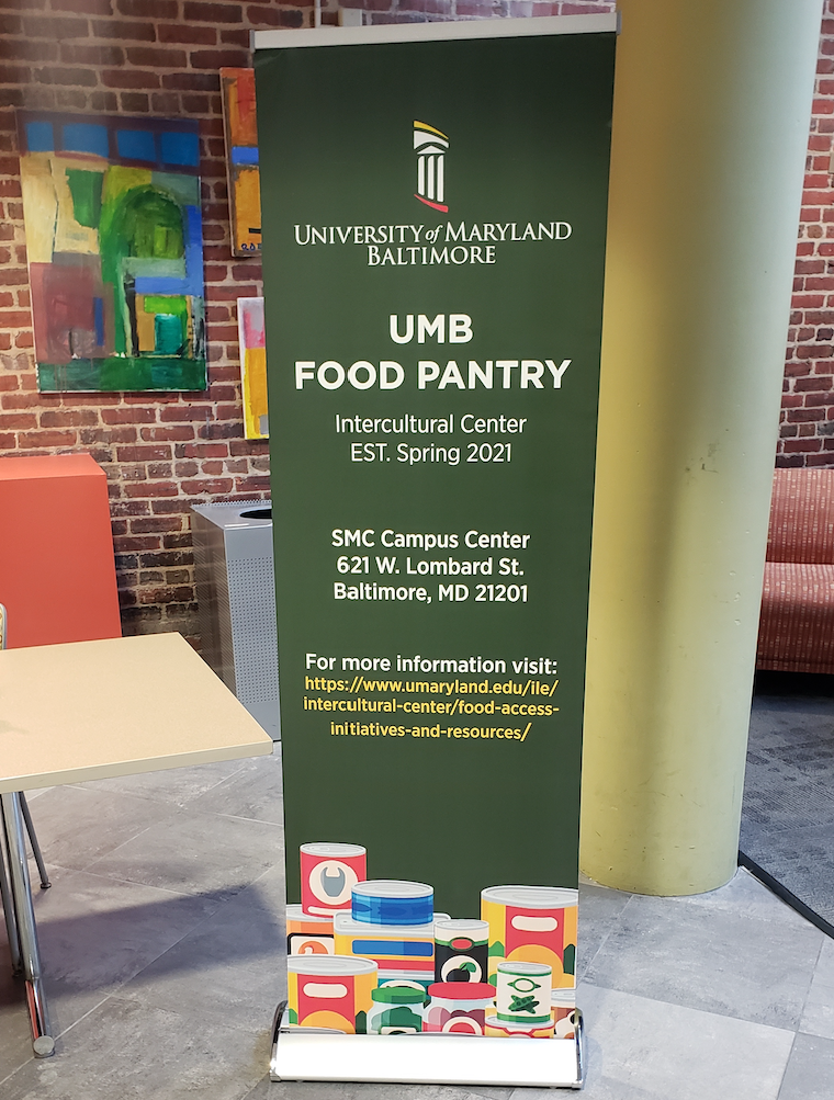 Sign about UMB Food pantry