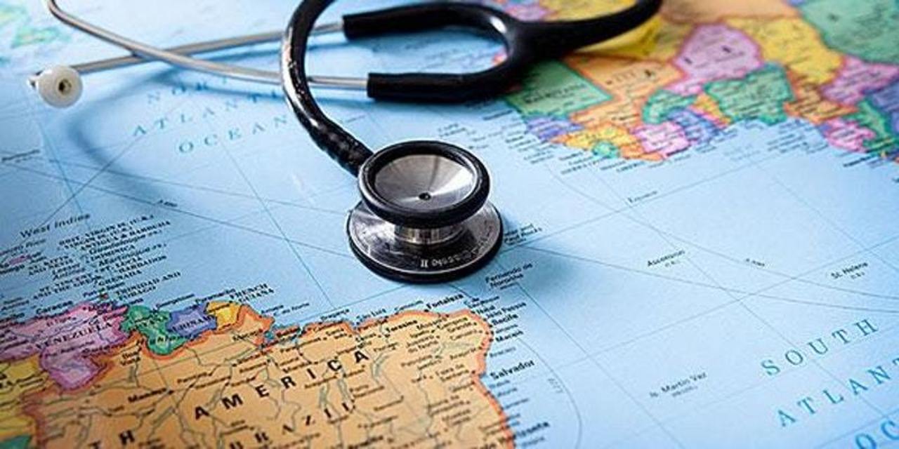 World map with stethoscope