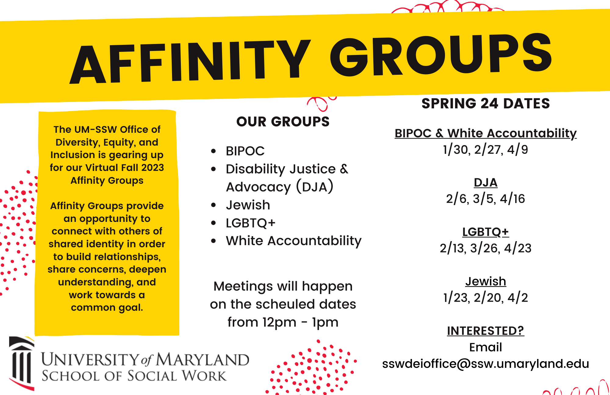 UM-SSW Affinity Groups Coming Back for Spring 2024