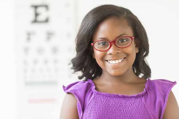 Young girl wearing glasses