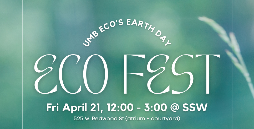 ECO Fest flyer with event information including: date/time/location, featured booths/activities, and QR code for pre-registration