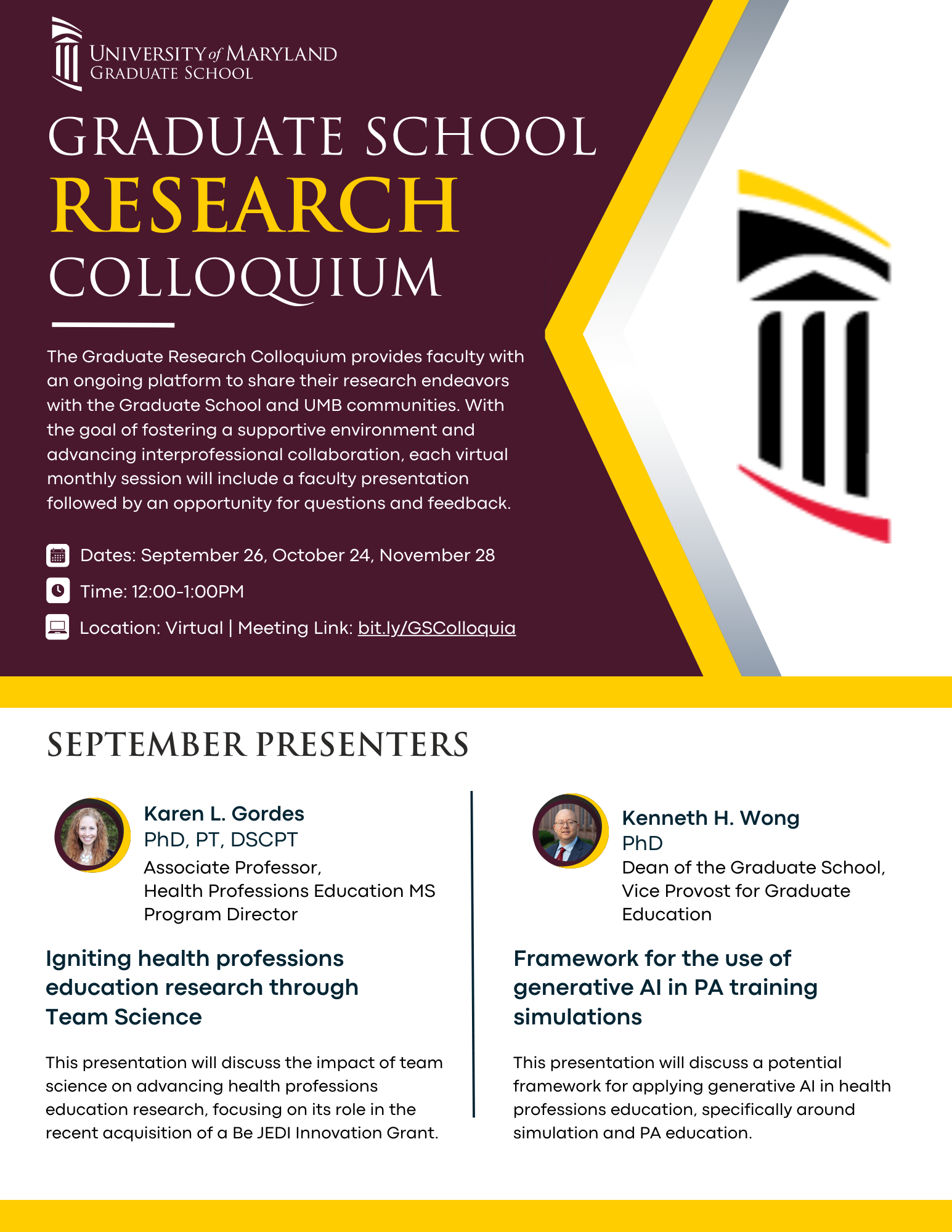 A flyer with details about the September Graduate Research Colloquium