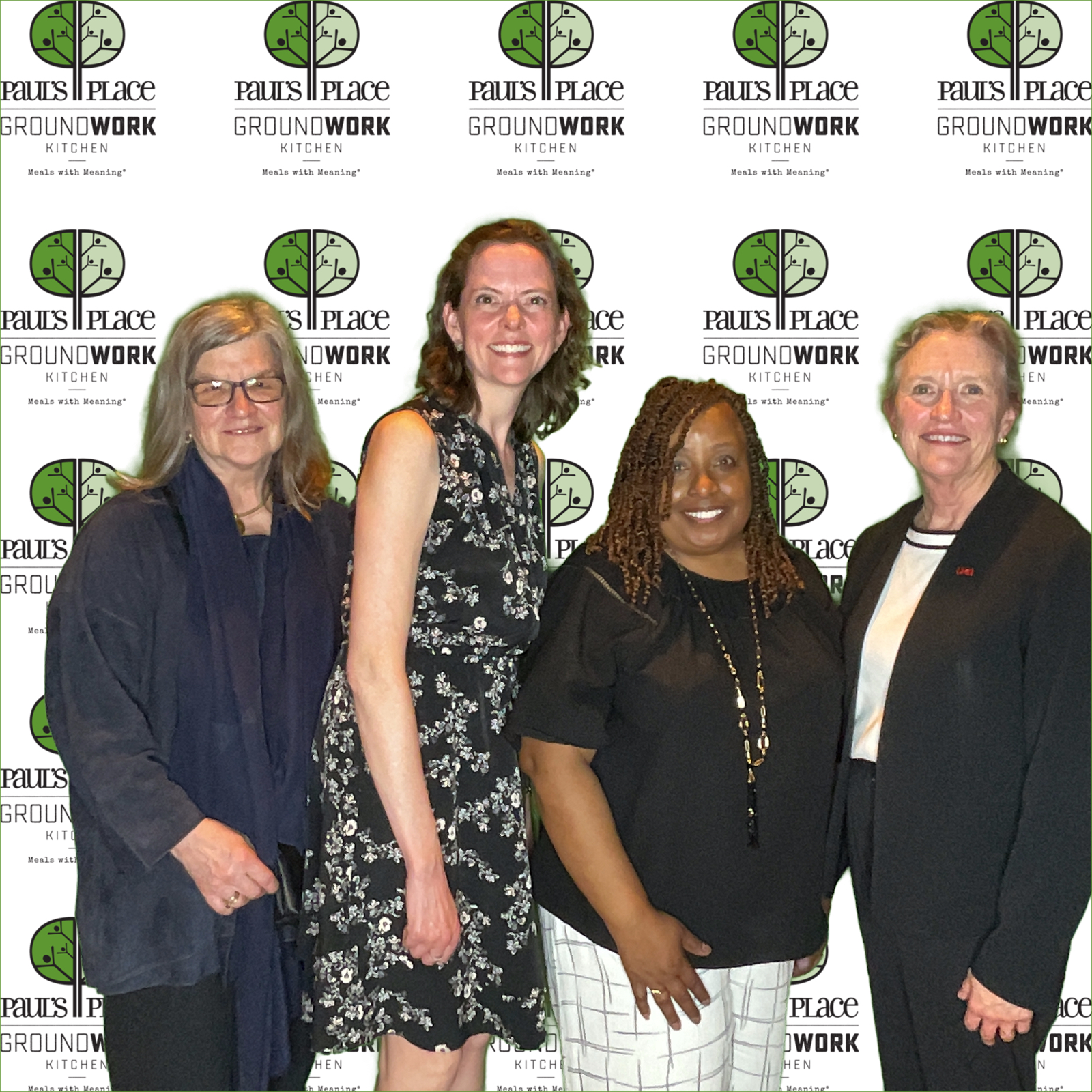 pictured, l. to r.: Susan Wozenski, JD, MPH; Megan Doede, PhD, RN; Michelle Spencer, DNP, RN; and Dean Kirschling at the Paul's Place 40th anniversary celebration