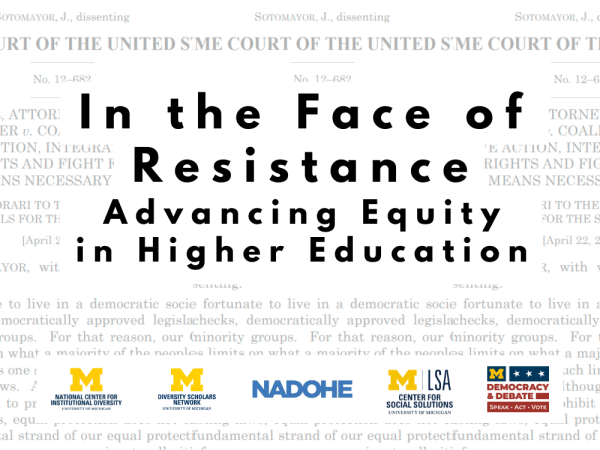 In the Face of Resistance: Advancing Equity in Higher Education with various logos