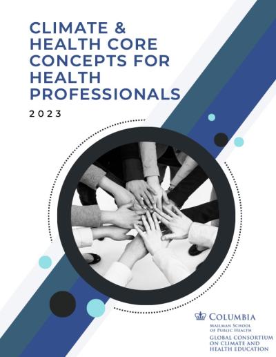 Climate & Health Core Competencies for Health Professionals 2023 | black and white image of diverse hands in a circle