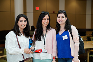 Three new students at the PharmD welcome day.