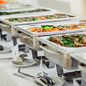 catering buffet filled with food