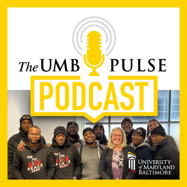 the UMB Pulse Podcast graphic with microphone