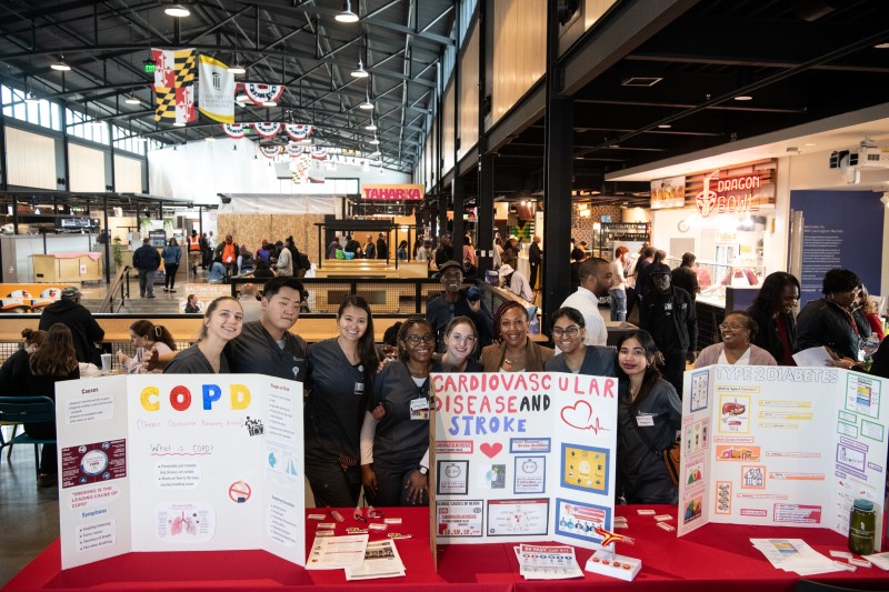 students with their posters at Lexington market