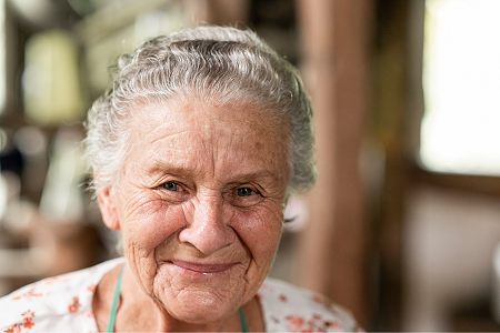 A portrait of a senior woman.