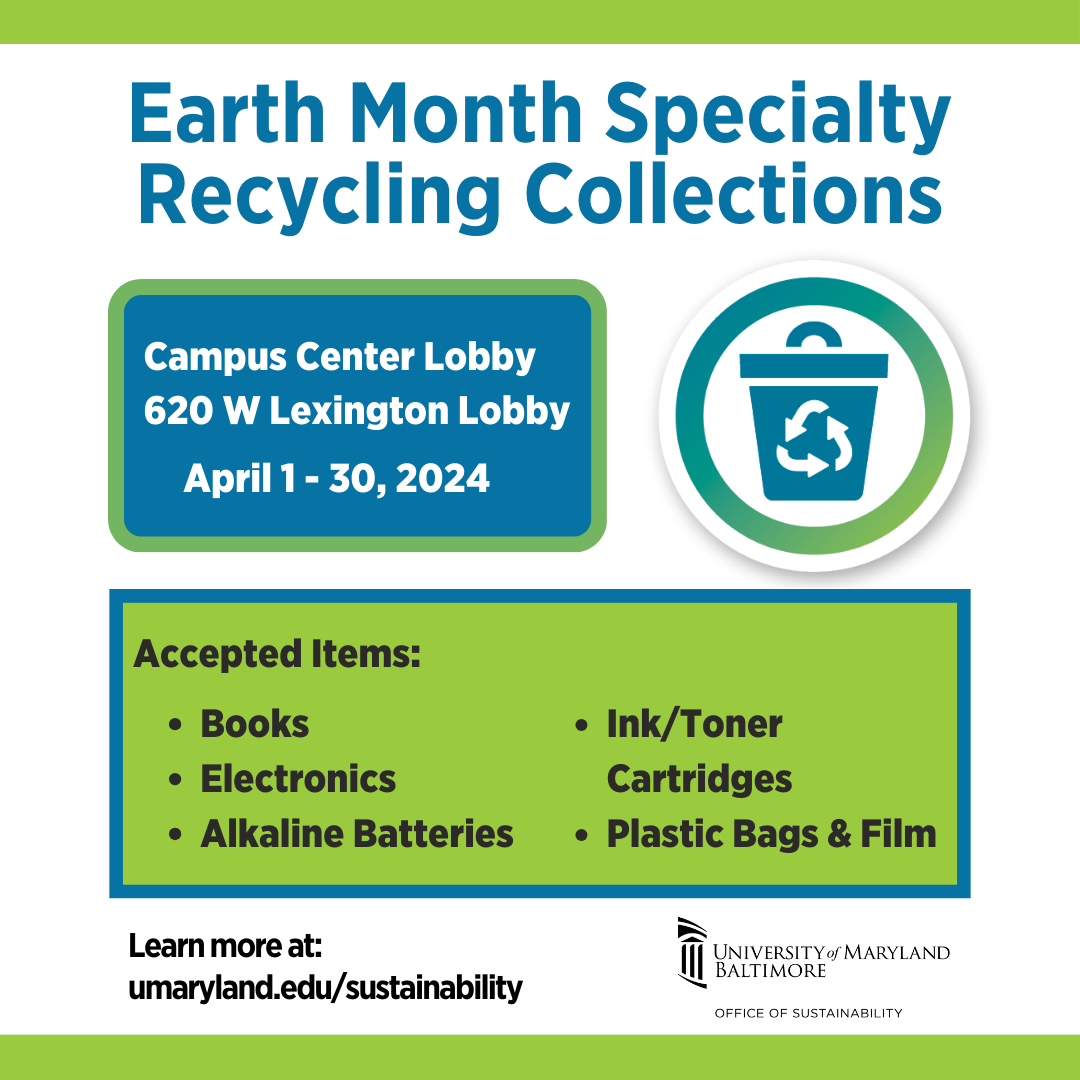 Graphic explaining the accepted items for the specialty recycling collections and where/when the collections are taking place. 