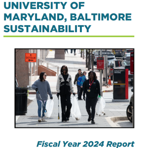 Cover page of FY24 Sustainability Impact Report with volunteers at a Campus Cleanup event