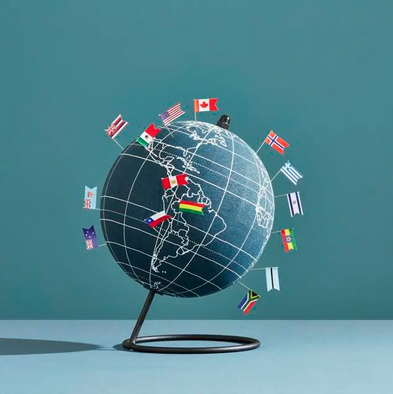 globe with flags