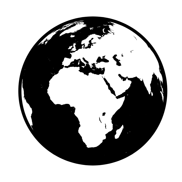 globe showing African continent, in black and white