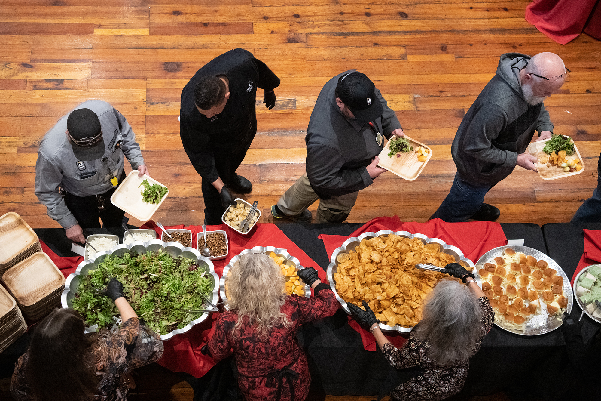 Staff members get lunch