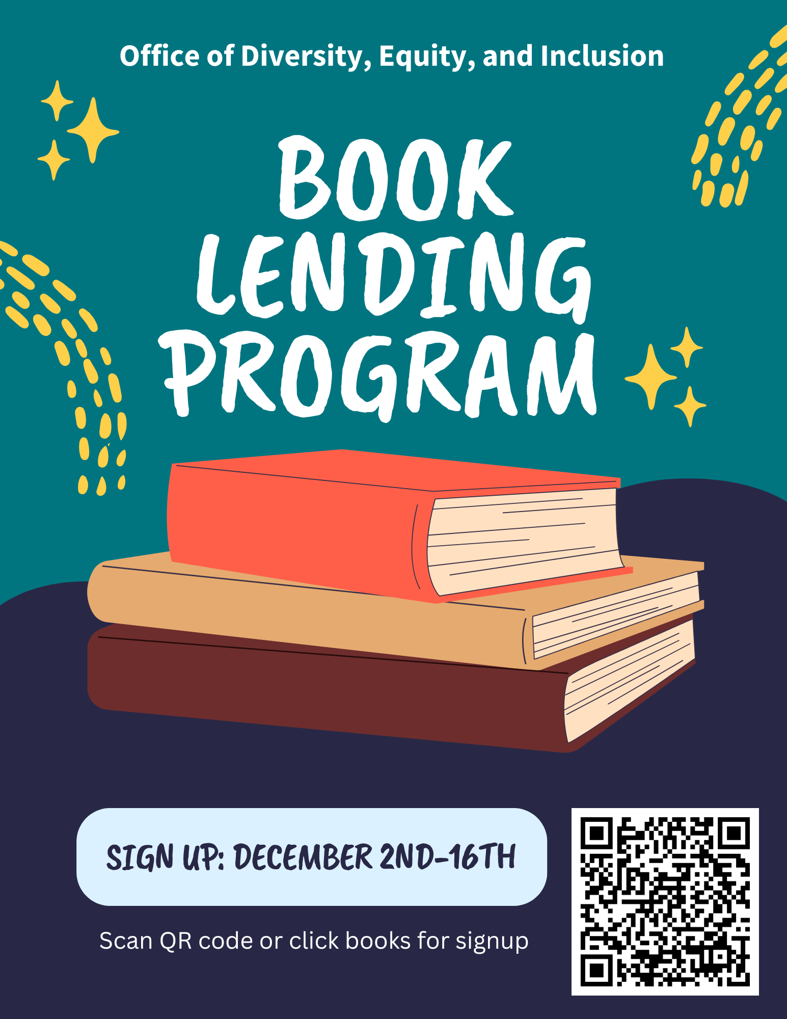 The page includes the title 'BOOK LENDING PROGRAM' and details about the sign-up period from December 2nd to 16th.