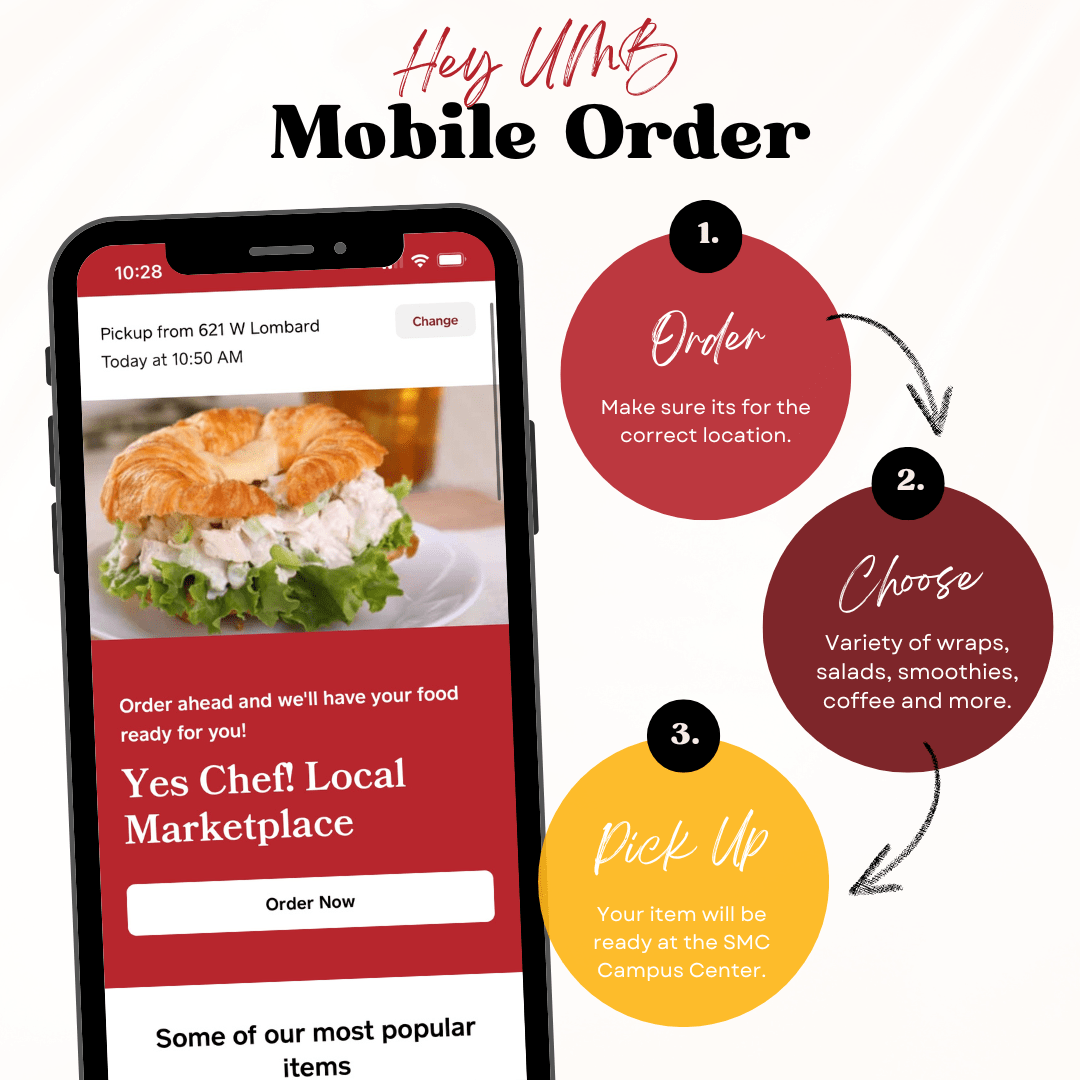 Phone showing Yes Chef! mobile ordering