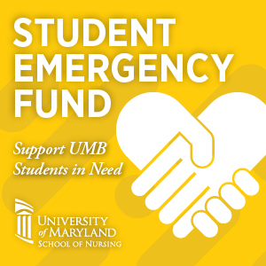 Student Emergency Fund with UMSON logo and image of two hands making a heart