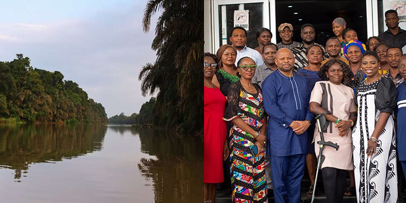 photo of Costa Rican riverscape and of a group of people in traditional African clothing