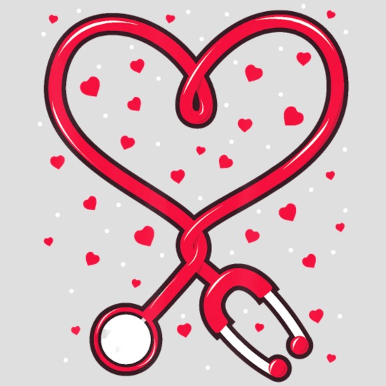 a red stethoscope in the shape of a heart