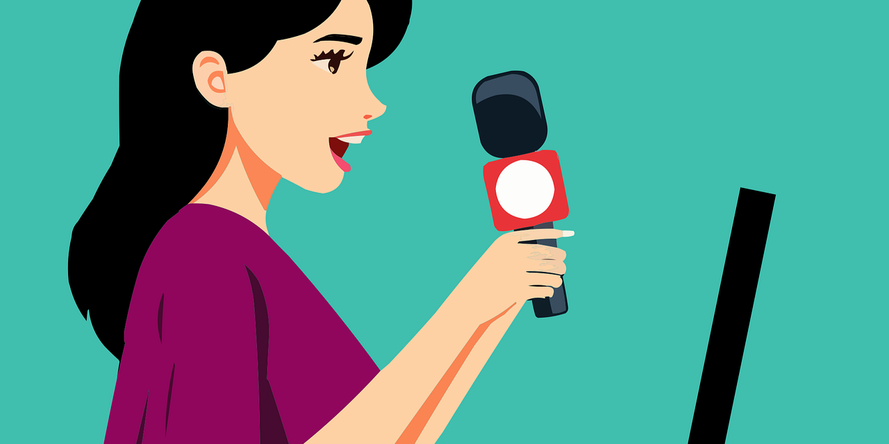Graphic of woman holding microphone