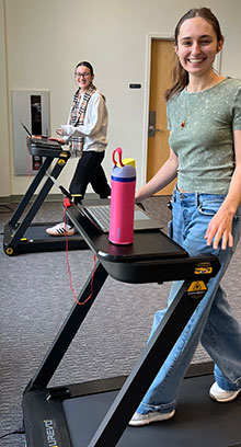 students on first floor treadmills