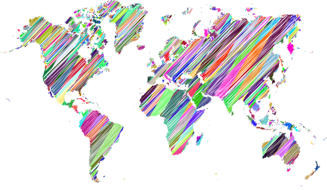 mutli-colored world map