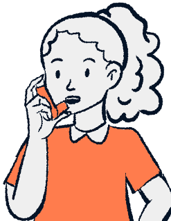 graphic of girl with ponytail using inhaler