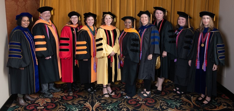 group of faculty in regalia