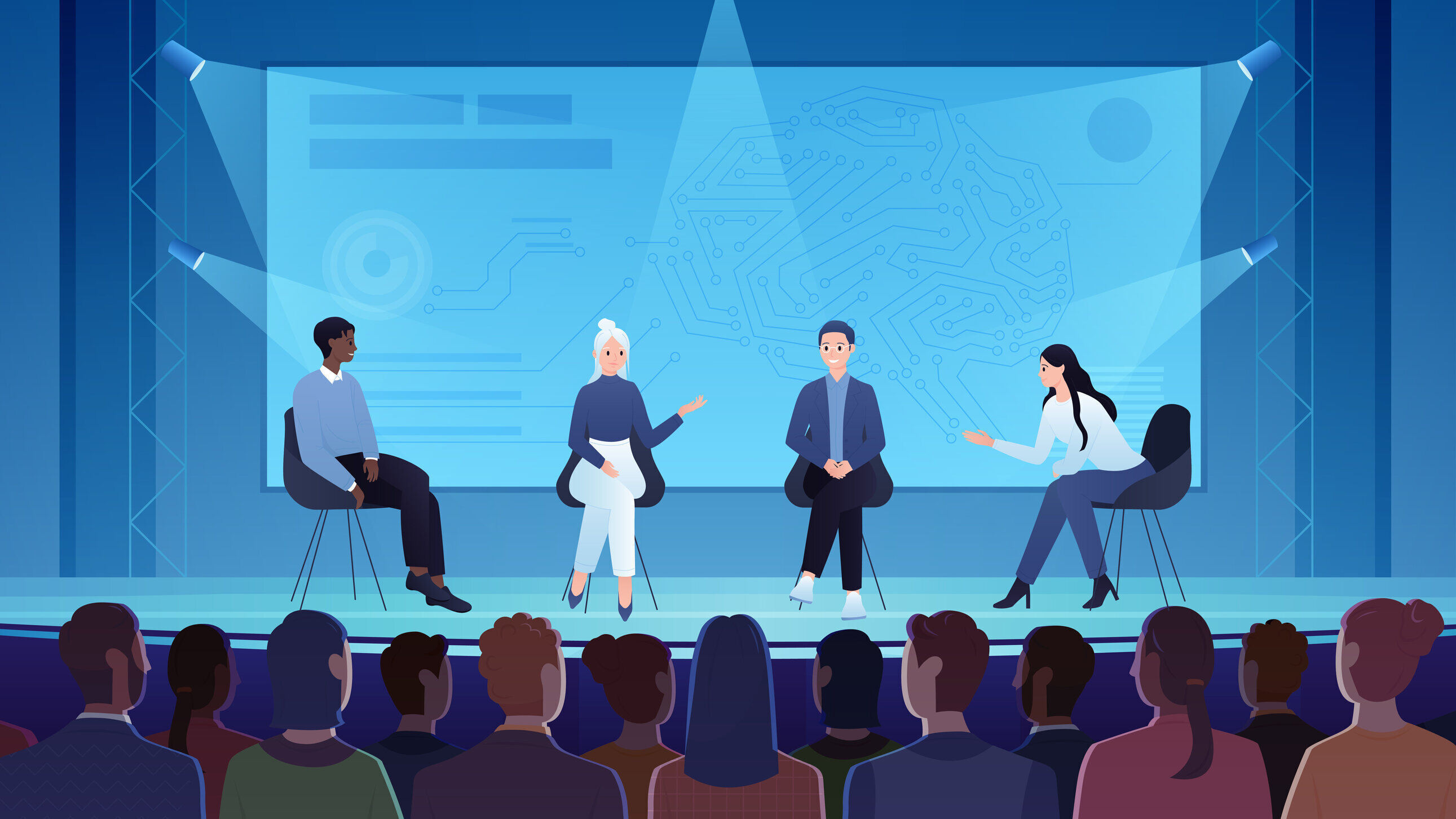 illustration of a panel discussion