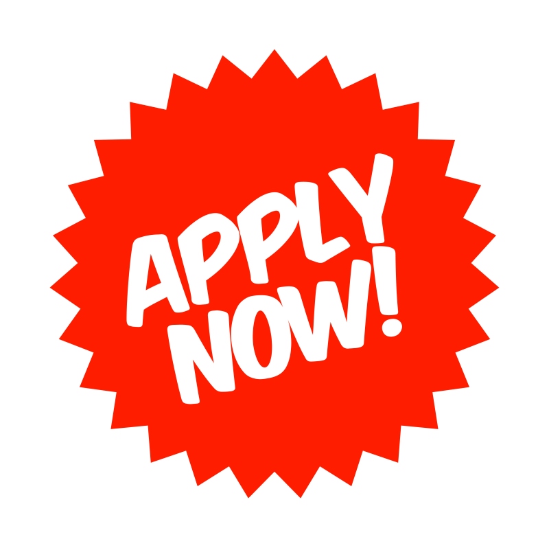 red back with white lettering that says Apply Now