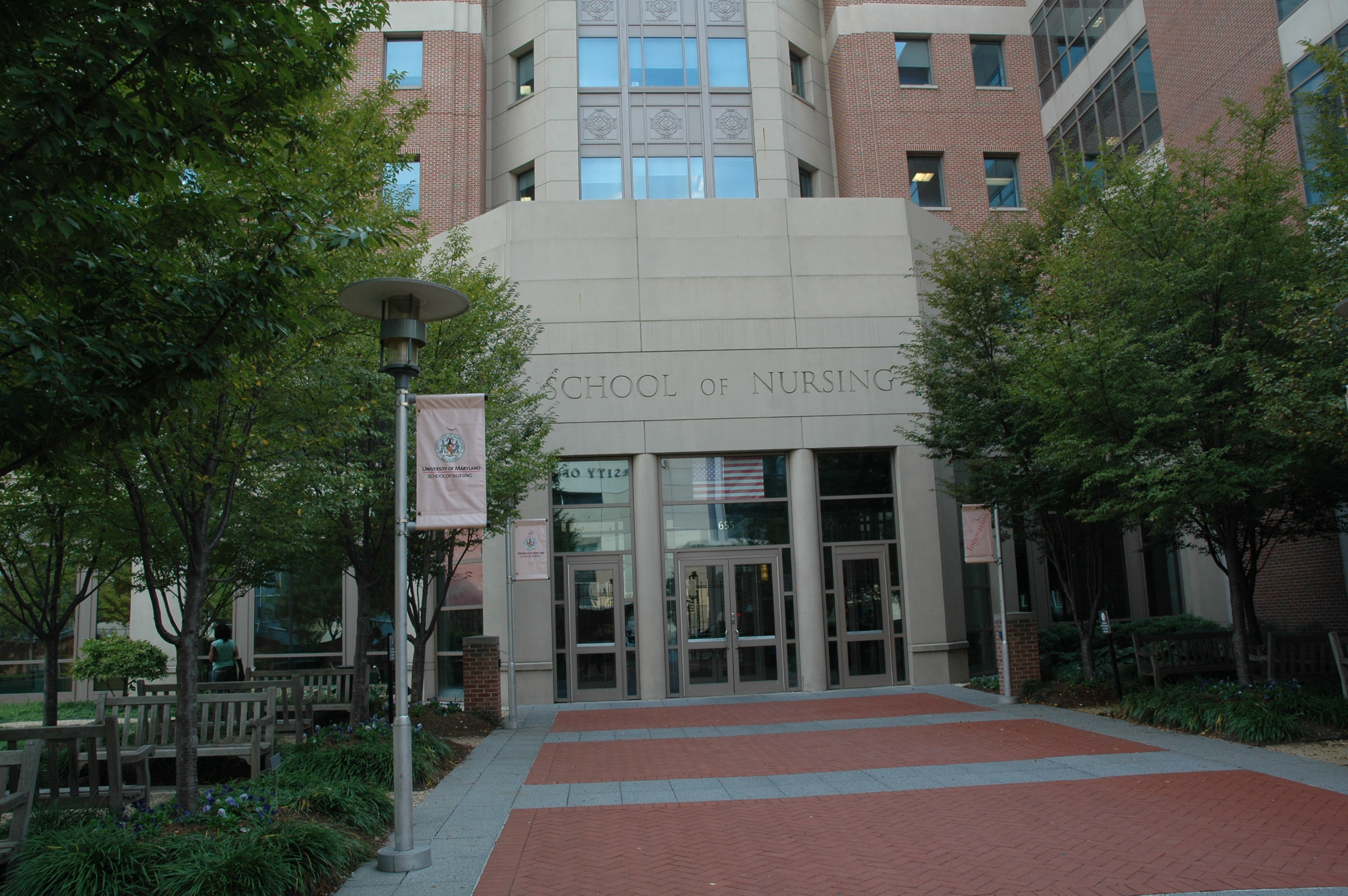 Image of the University of Maryland School of Nursing building in Baltimore, MD.