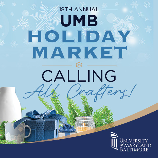 UMB Holiday Market Calling Crafters! with blue gift