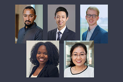 Collage of professional headshots of Daniel Deredge, Jason Sung, Kieran Johnson, Natalya Brown, and Phuong Tran.