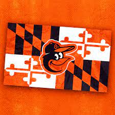 Oriole bird on an orange Maryland flag
