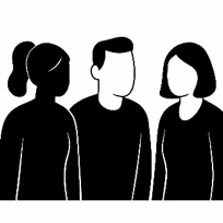 Three individuals talking to each other.