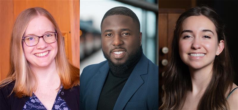 head shots of Alice Real, Russel Paul, and Abbie Wood