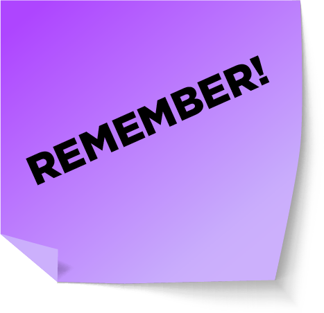 Purple sticky note that says Remember!