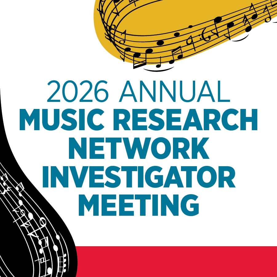 Music Research Network Investigator Meeting with music notes on background