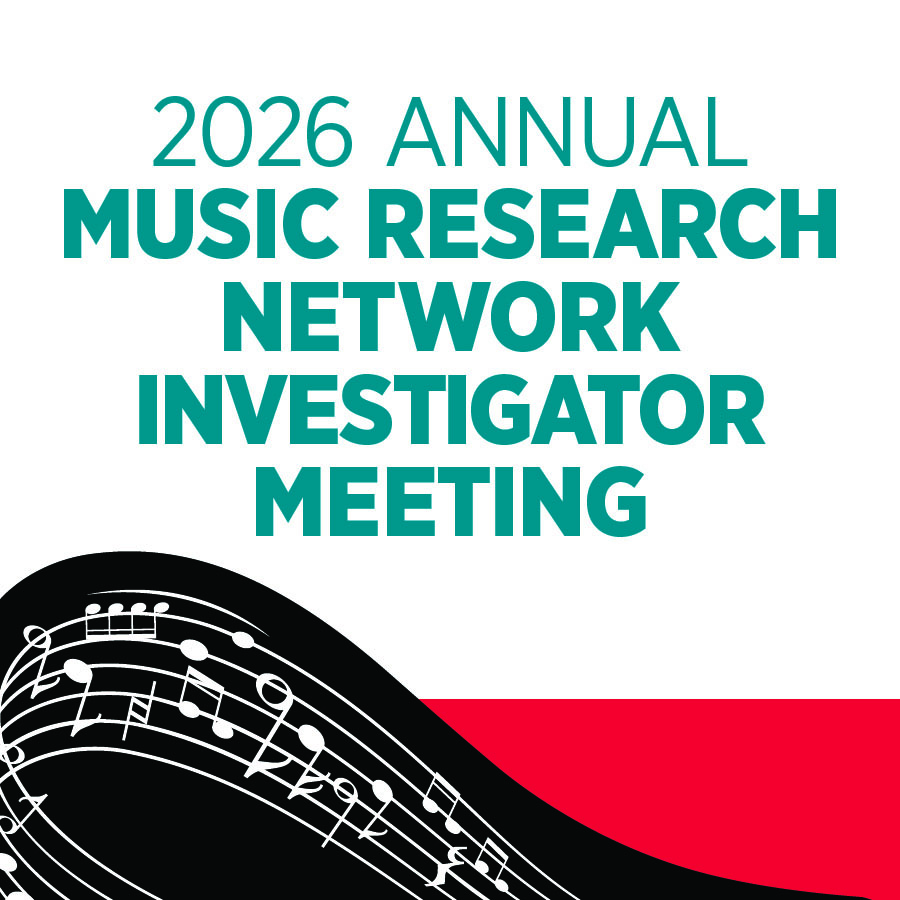 Music Research Network Investigator Meeting with music notes on background