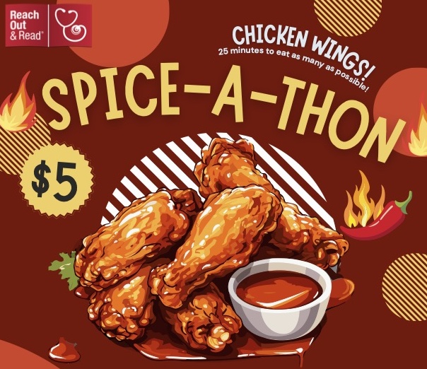 Spice A Thon with a photo of chicken wings and sauce