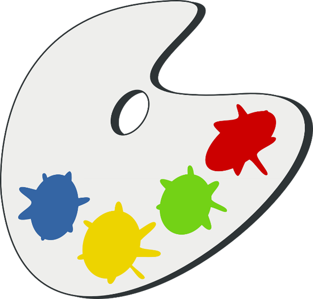 paint palette with different colored paint splotches