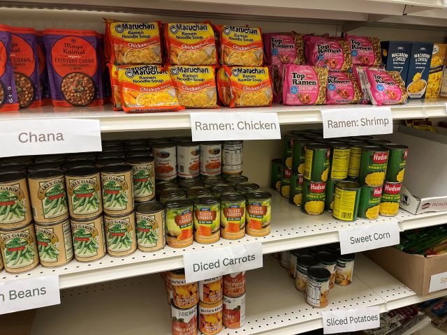 image of a variety of canned and packaged foods on shelves