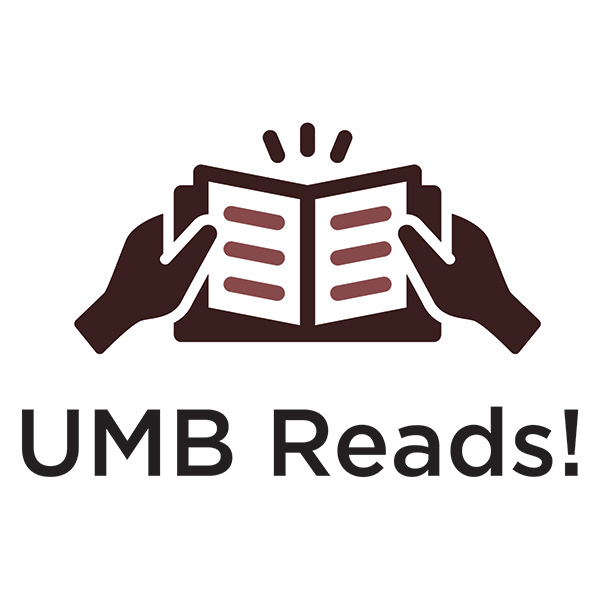 Open book with the words “UMB Reads!”
